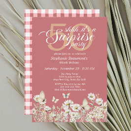 Invitación Flor blanca de mujer sorprende 50 años