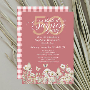 Invitación Flor blanca de mujer sorprende 50 años