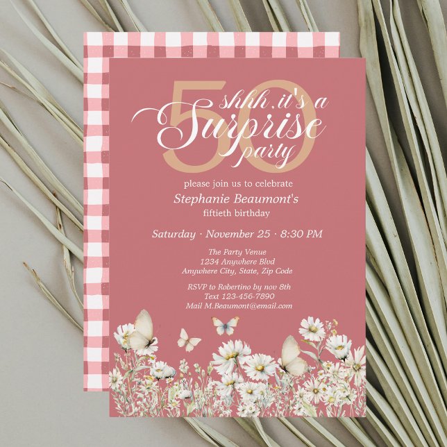 Invitación Flor blanca de mujer sorprende 50 años (Subido por el creador)