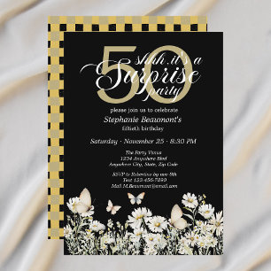 Invitación Flor blanca de mujer sorprende 50 años
