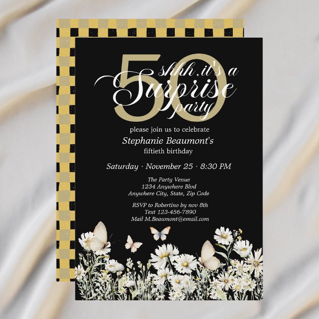Invitación Flor blanca de mujer sorprende 50 años (Subido por el creador)