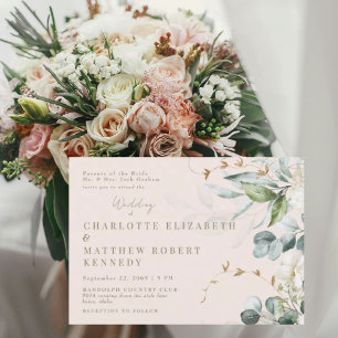 Invitación Flor blanca de novia para siempre fiel rubor