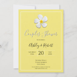 Invitación Flor blanca de Plumeria en ducha amarilla y en par