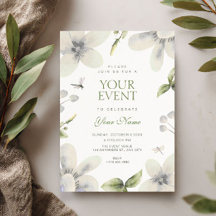 Invitación Flor blanca florece elegante