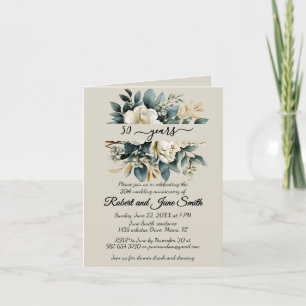 Invitación Flor blanca floreciente 50 años de boda