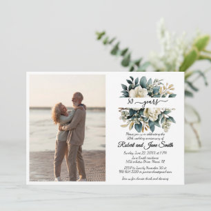 Invitación Flor blanca floreciente 50 años de boda