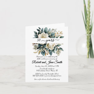 Invitación Flor blanca floreciente 50 años de boda