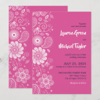 Flor blanca rosa Swirls Paisley Pattern Floral