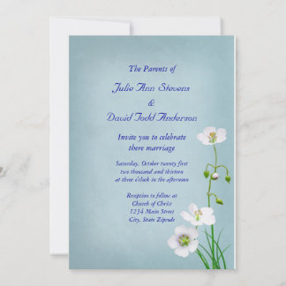 Invitación Flor blanca sobre el Boda azul