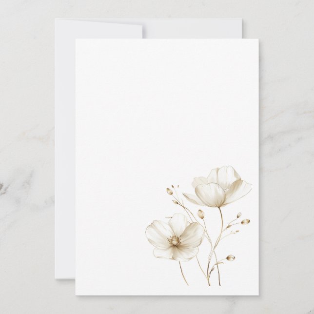 Invitación Flor blanca y dorada simple Boda en blanco (Anverso)