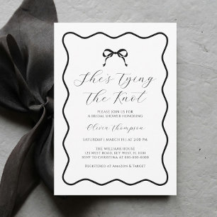 Invitación Flor blanca y negra atando la ducha nupcial