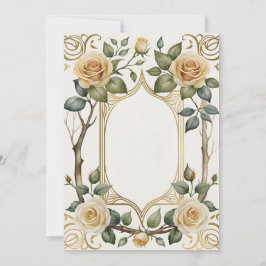 Invitación flor boda y marco dorado