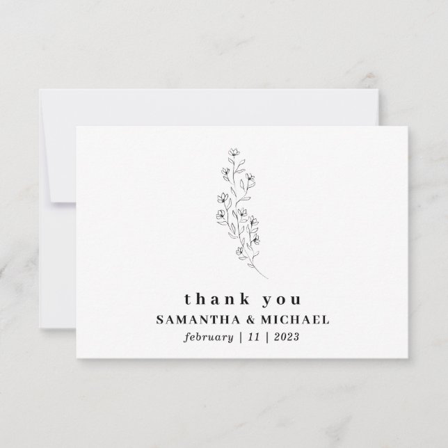 Invitación Flor Boho Blanca Claro Agradecimiento boda Indie (Anverso)