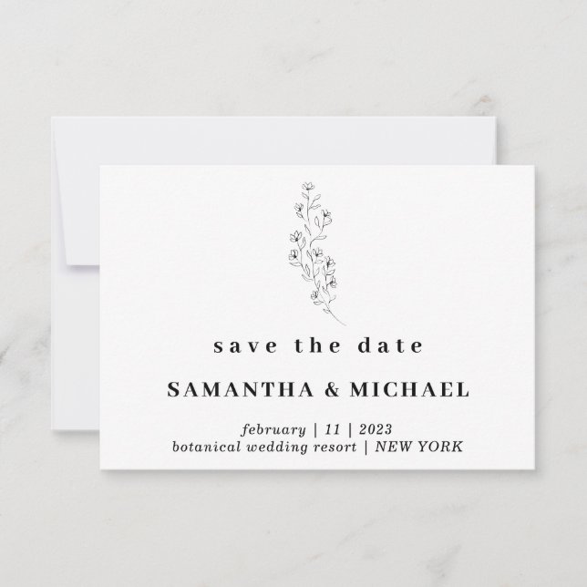 Invitación Flor Boho Borrar Indie Guardar Boda de fecha (Anverso)