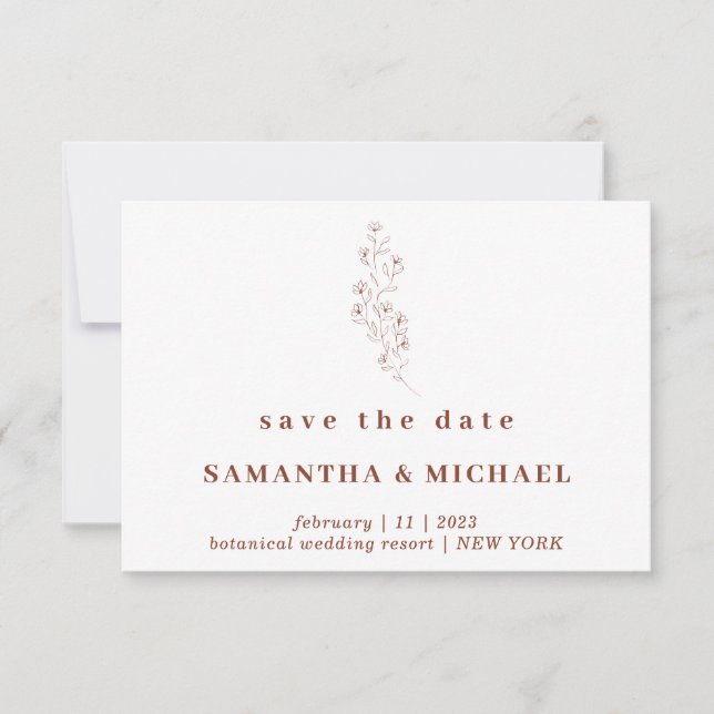 Invitación Flor Boho Terracotta Indie Salve al Boda de citas (Anverso)