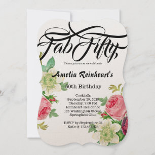 Invitación Flor botánica Fab 50 cumpleaños