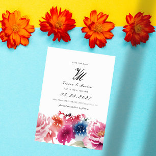 Invitación Flor brillante de florecimiento Salven la fecha