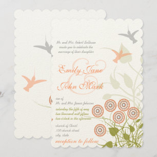 Invitación Flor caprichosa y bodas de pájaro barnizante Invit