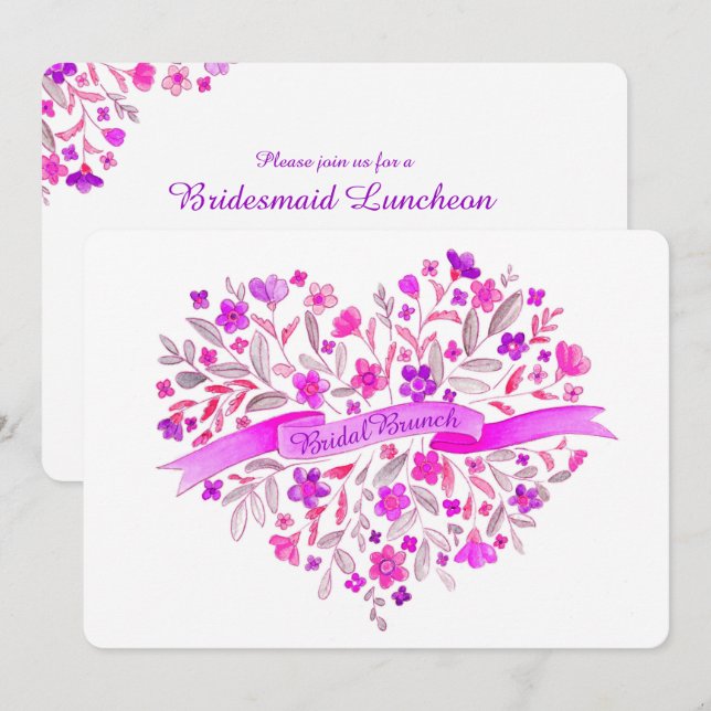 Invitación Flor cardíaca Boda de arte Bouquet Brunch (Anverso / Reverso)