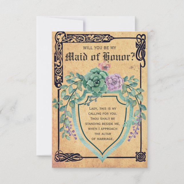 Invitación Flor celta medieval ¿Serás mi dama de honor? (Anverso)