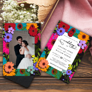 Invitación flor colorida de moda moderna Boda de fotografía f