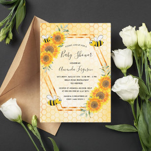 Invitación Flor de abeja de abeja de abeja girasol ducha de b