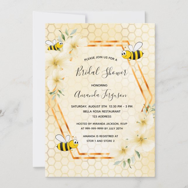 Invitación Flor de abeja de abeja de abeja tropical floral du (Anverso)