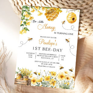 Invitación Flor de abeja nuestra pequeña miel está cumpliendo