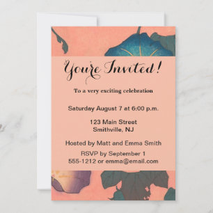 Invitación Flor de abeja rosa Arte Clásico Hokusai