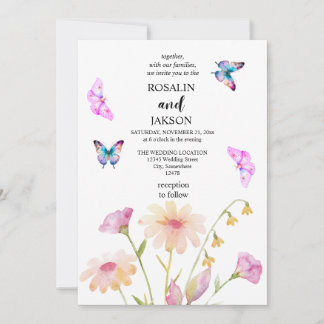 Invitación flor de acuarela editable