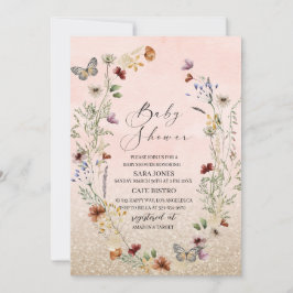 Invitación Flor de acuarela elegante y flor de mariposa