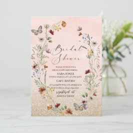 Invitación Flor de acuarela elegante y flor de mariposa