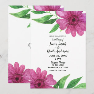 Invitación Flor de Acuarela Rosa Bodas Florales de Primavera