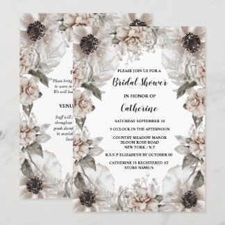 Invitación Flor de adormidera blanca marfil marco floral eleg