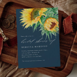 Invitación Flor de agua de girasol rusa Script ducha de novia