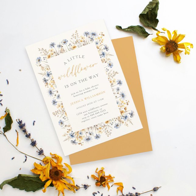 Invitación Flor de agua Pequeña Flor silvestre Baby Shower (Subido por el creador)