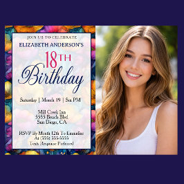 Invitación Flor de Amapola Colorida y Vibrante Cumpleaños 18