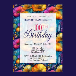 Invitación Flor de Amapola Colorida y Vibrante Cumpleaños núm