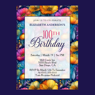 Invitación Flor de Amapola Colorida y Vibrante Cumpleaños núm