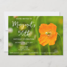 Flor de Amapola Naranja en Foto Verde Cumpleaños 5