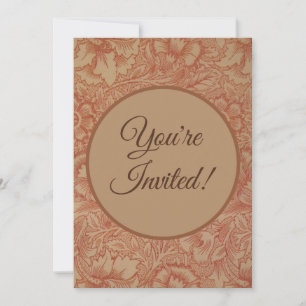 Invitación Flor de amapola rosa William Morris