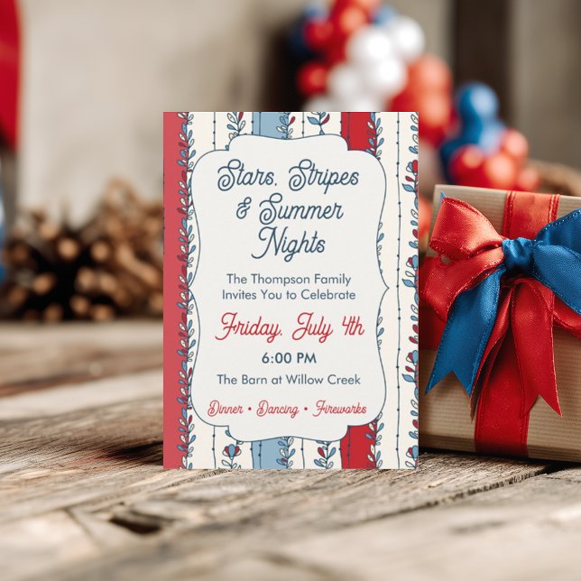 Invitación Flor de América Moderna Raya 4 de Julio (Subido por el creador)