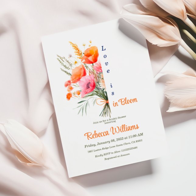 Invitación Flor de amor Flor salvaje Naranja Floral ducha de  (Subido por el creador)