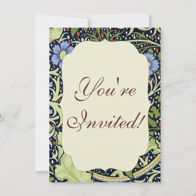 Invitación Flor de antigüedades de William Morris Seaweed (Anverso)