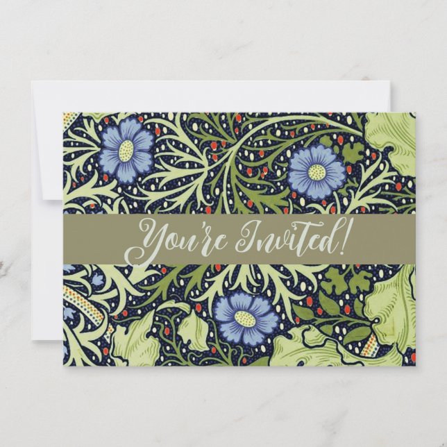 Invitación Flor de antigüedades de William Morris Seaweed (Anverso)