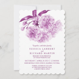 Invitación Flor de árbol acuarela boda púrpura colorido