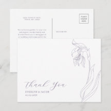 Flor de arte en línea Lavender Gracias postal