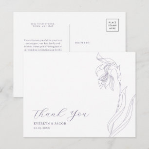 Invitación Flor de arte en línea Lavender Gracias postal