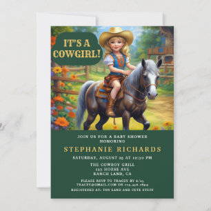Invitación Flor de caballo de vaca suave Baby Shower