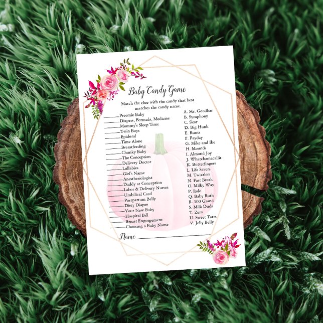 Invitación Flor de calabaza de juego de Baby Shower Candy Bar (Subido por el creador)